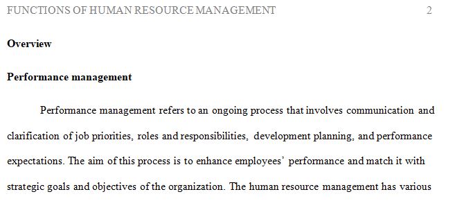 Discuss HR functions within a performance management system