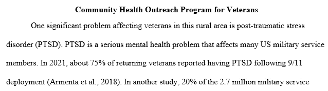 mental health community outreach program for the veteran population.