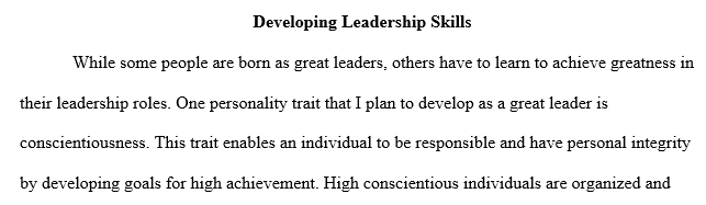 Leader Development–Personality Traits