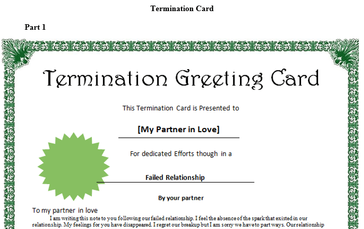 Termination Greeting Card