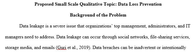 Proposed Small Scale Qualitative Topic: Data Loss Prevention