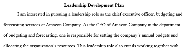 leadership role you selected in Week 1