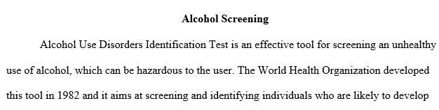 Alcohol Misuse Screening 