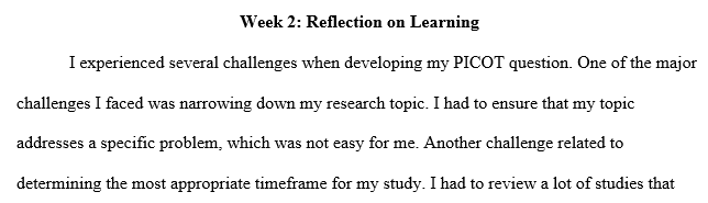 write 1-2 paragraphs reflecting on your learning for the week