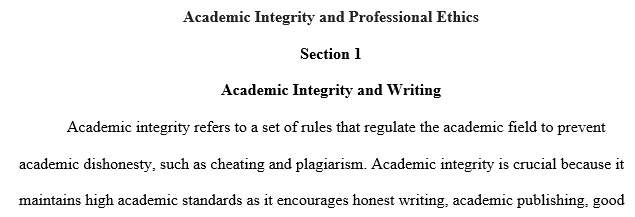 Academic Integrity and Professional Ethics