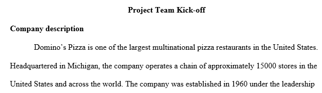 a real or imaginary business project