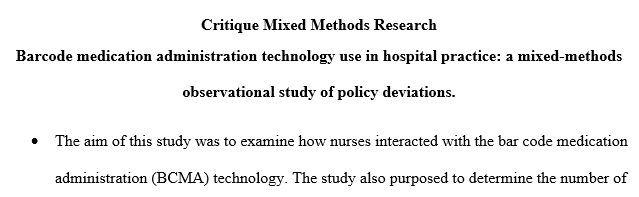 qualitative or mixed methods scholarly nursing article related to your PICOT question