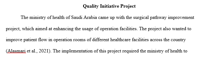 quality initiative project