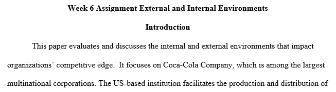 Week 6 Assignment - External and Internal Environments