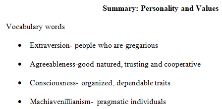 personality and values