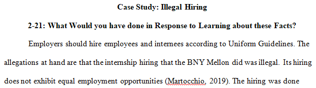 Case Study on Page #48 – Incident 2 – Illegal Hiring