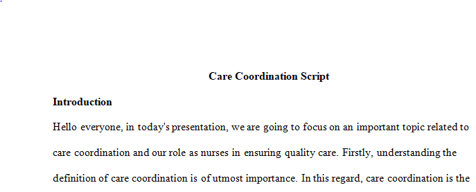 principles of care coordination