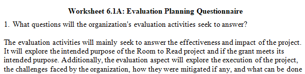 Evaluation Review Questions