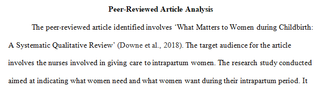 peer reviewed article from a nursing journal