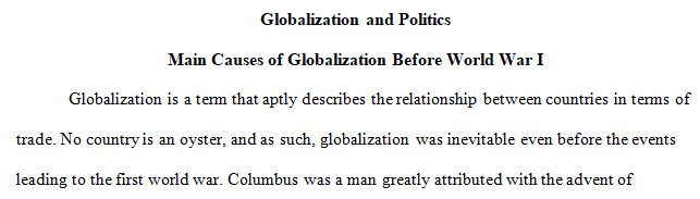 main causes of globalization before World War I