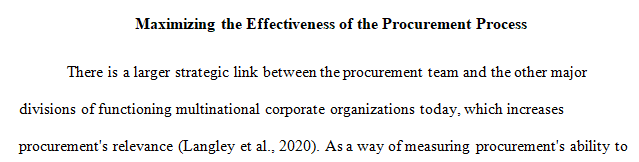 Maximizing the effectiveness of the procurement process