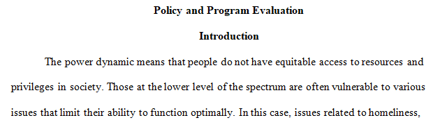 policy and program planning and evaluation