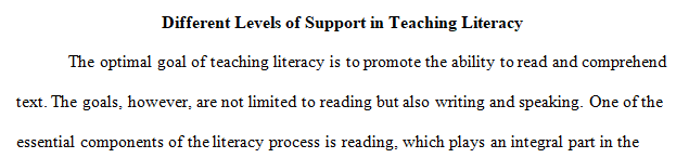 different levels of support in teaching literacy