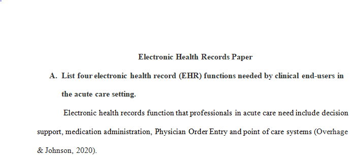 health record (EHR) functions