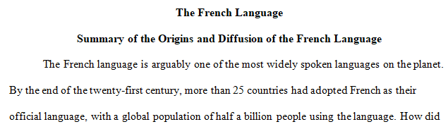 summary of the origins and diffusion of the French language