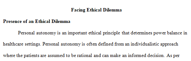 presence of an ethical dilemma
