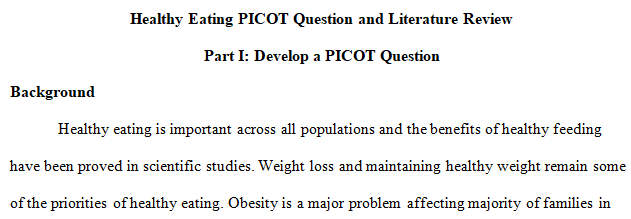 develop a PICO question on healthy eating