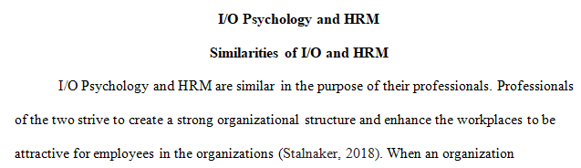 I/O psychology and personnel/HR management