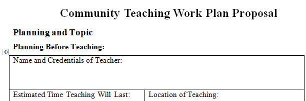 Community Teaching Experience