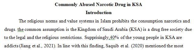 commonly abused narcotic drug in KSA