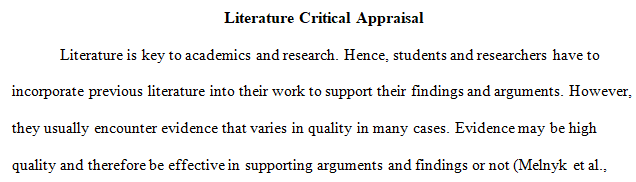 critical appraisal of the literature