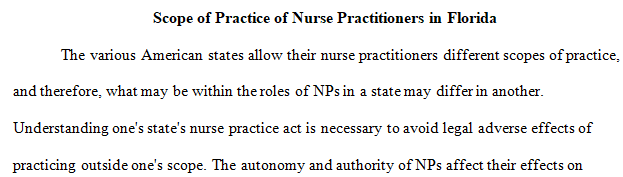 state NP community (FLORIDA) in terms of scope of practice