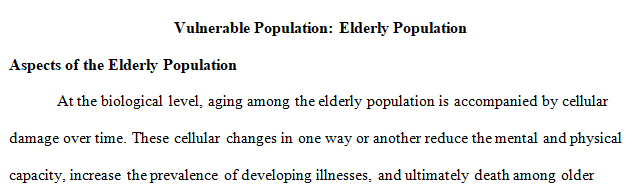 Discuss the aspects of your chosen vulnerable population