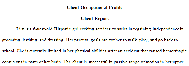 well-organized narrative that illustrates the occupational profile
