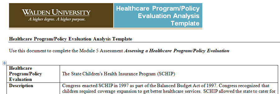 existing healthcare program or policy evaluation