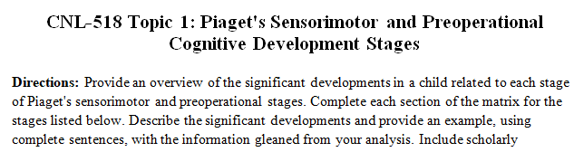 Piaget's Sensorimotor and Preoperational Cognitive Development Stages